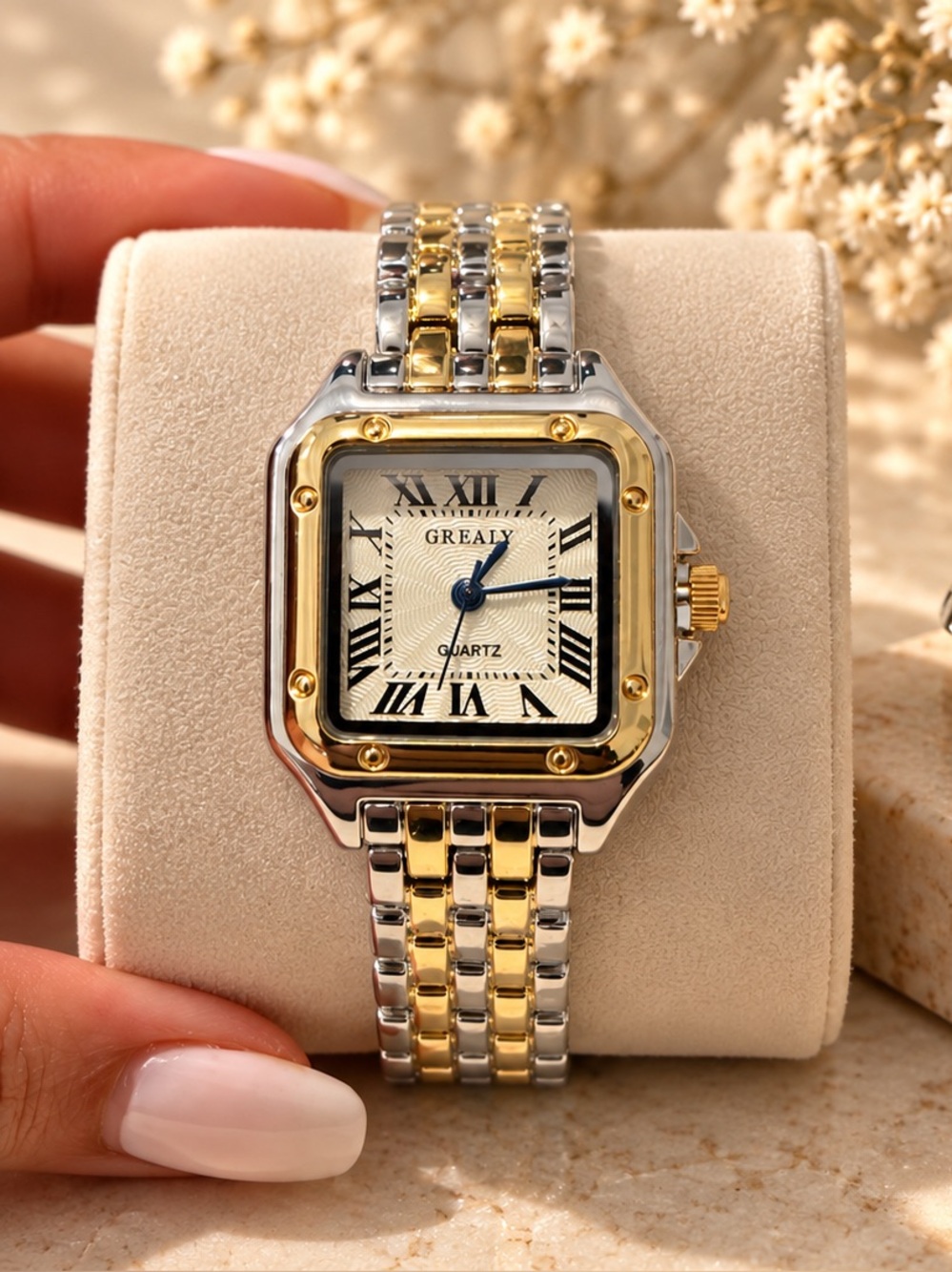 Two-Tone Women's Square Bracelet Watch